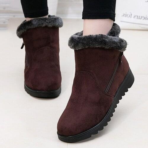 Weweya Cow Suede Mother Shoes Woman Boots Slip On Lazy Shoes Boot Footwear Winter Thick Fur Warm Snow Ankle Boots Women New