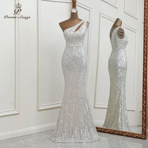 New sexy one shoulder evening dress robe de soiree vestidos formales bridesmaid dress mariage robe vestidos abiti da cerimoni