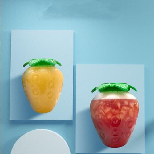 10pcs Net red strawberry milkshake cup creative 500ml clear plastic bottle PET cold drinks juice milk tea ice cream cup with lid