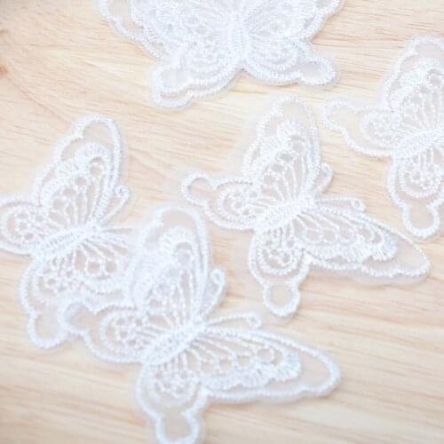 100pcs Fashion DIY Accessories White Butterfly Lace Applique Patch Collar for Jeans Garment Wedding Decoration