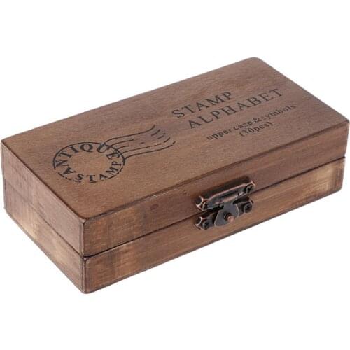 30pcs Retro Alphabet Letter Uppercase Lowercase Wooden Rubber Stamp Set Craft Q1QC