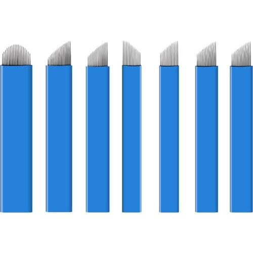 50pcs 0.20mm Microblading Needles for Tattoo Lamina Tebori 12/14/16/18 Blades P/U Shape Permanent Makeup Needle Blade