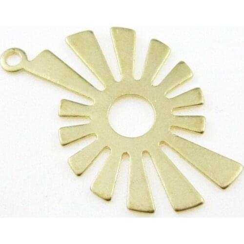 Brass earring charm Brass spiral sun pendant 24.6x15x0.7mm brass geometric findings -6pcs R1469