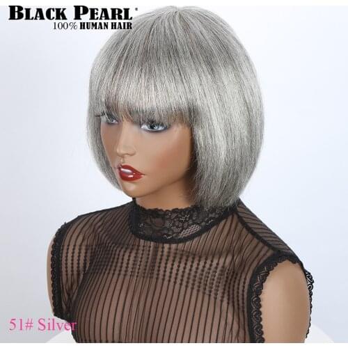 Black Pearl Mix Color Short Cut Straight Hair Wig Peruvian Remy Human Hair Wigs For Black Women Brown Ombre Red Blue Bob Wig