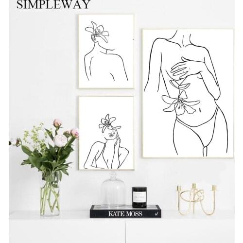Line Drawing Sexy Woman Body Abstract Canvas Painting Nordic Poster and Print Minimalist Wall Art Picture Modern Home Decoration