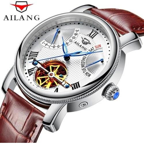AILANG New Business Men Tourbillon Waterproof Luminous Multifunctional Automatic Mechanical Watch Small Three Hand Watches 5802