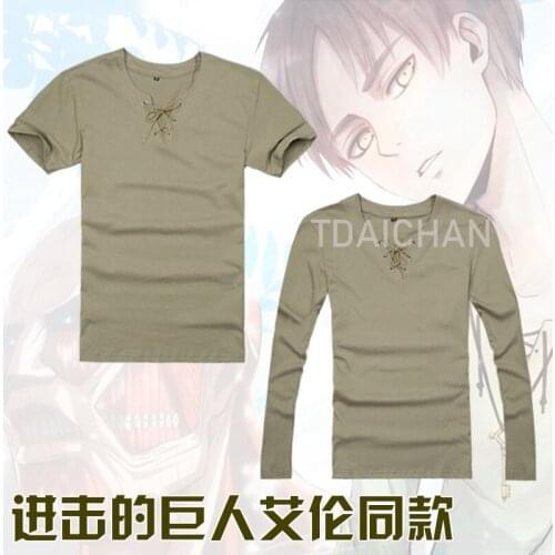 Anime Attack on Titan Eren Jaeger T-shirt Cosplay Costume Shingeki No Kyojin Long Short Sleeve Scouting Legio Casual Top Fashion