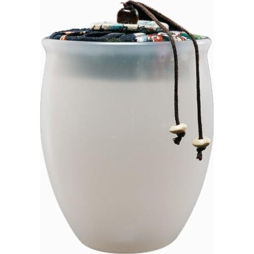 White Porcelain Jade Porcelain Tea Caddy Transparent Cork Glass Tea Storage Box Flower Tea Pu'er Tea Storage Set