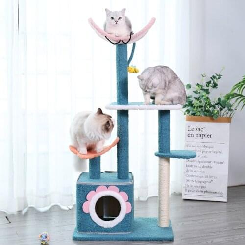 Free shipping multi-layer cat nest and cat tree integrated multifunctional solid wood sisal cat catching column