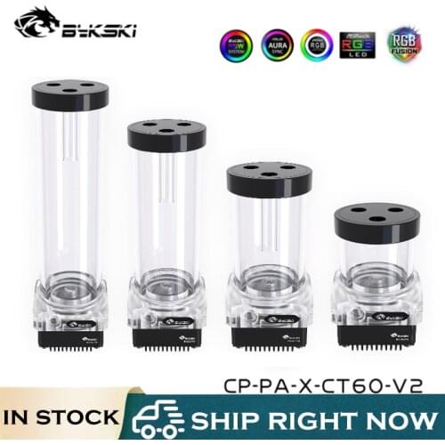 Bykski CP-PA-X-CT60-V2,RGB AIO Pump+Reservoir Combo,OD 60mm DDC Cylinder Water Tank 60/100/150/200mm, Flow 300L/H Max Head 3M