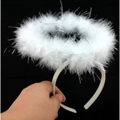 Black White Feather Angel Halo Headband Fancy Xmas Party Dress Headwear Costume