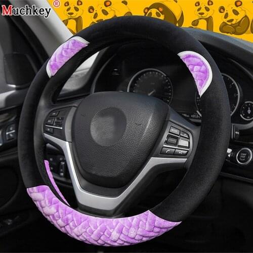 For Volkswagen All Models Car Steering Wheel Cover Plush MUCHKEY Brand Cute Anti-Slip High Quality Auto Accessories Interior