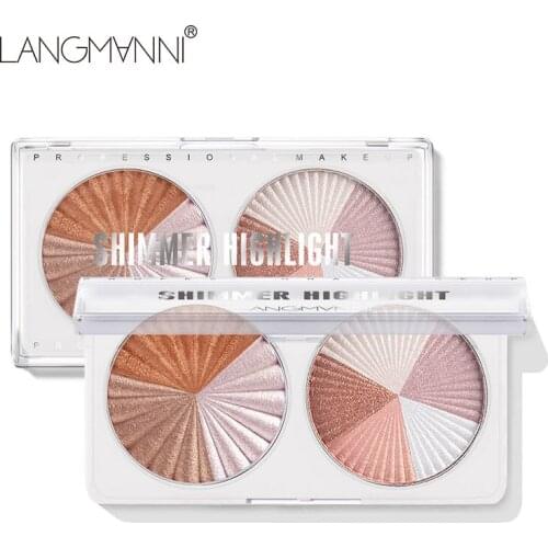 Double-disc Highlighter Powder Mulit Colors high disc Face Iluminator Professional Glitter Palette Make Up Glow Brighten T1055