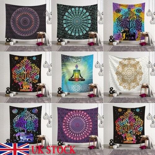 India Mandala Tapestry Wall Hanging Boho Decor Wall Cloth Tapestries Psychedelic Hippie Night Moon Tapestry Mandala Wall Carpet