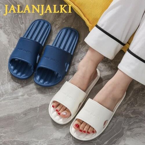 JALANJALKI Jelly Color Women Shoes Flat Soft Light Weight Bathroom Couple Slippers Non-slip Men Shoes Indoor Bedroom Sandals