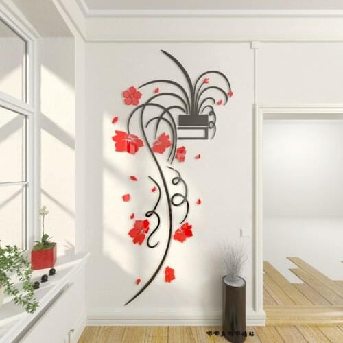 Creative Chlorophytum Acrylic Wall Sticker Home decoration painting Living room TV Wall 3D DIY Flower Wall Sticker