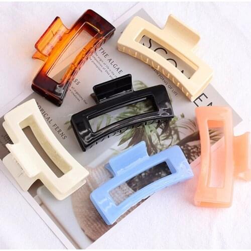 Large Geometric Rectangle Hollow Claws Female Acrylic Hairpins Women Girls Barrettes Clips Headdress Hair Hairgrip Accessories