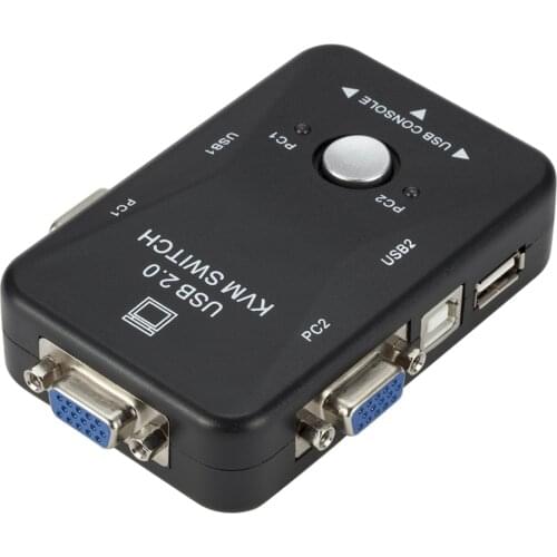 USB KVM Switch for PC Monitor/Keyboard/Mouse (2 ports) Maximum Compatibility and Simultaneous Computer Sharing 1PC