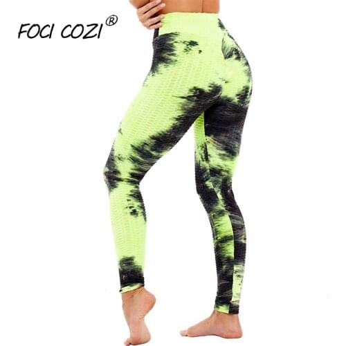 2020 Trending Womens Tie-Dye Ruched Butt Lifting Printed Leggings Workout Sport Gym Pants Black Abstract Cellulite Leggings