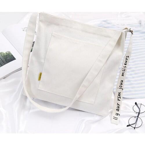 Fashion Simple Basic Solid Color Women Canvas Handbags Messenger Bags 2019 New Female Students School Bags Shoulder Bags