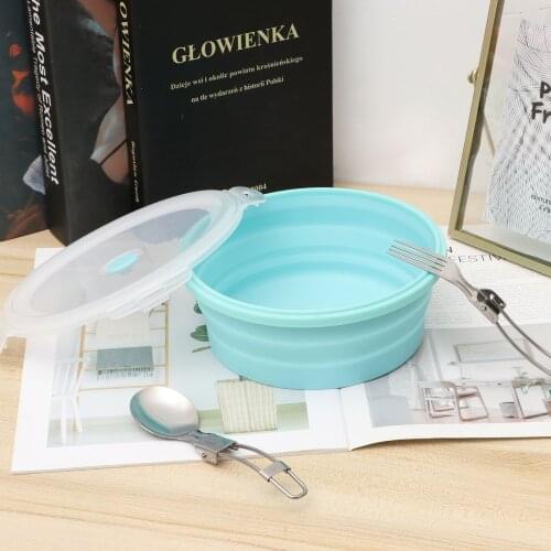 Bowl Sets Portable Silicone Folding Bowl Folding Lunch Box Salad Dish With Lid Instant Noodle Bucket for Picnic School