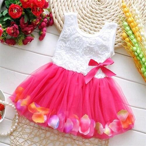 New 2019 Kids Baby Girls Beautiful Flower Mesh Sleeveless Dress Princess Summer Mini Tutu Dress Pink Yellow Red Baby Girls Dress
