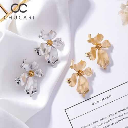 CHUCARI 2019 new design hot fashion jewelry exaggerated metal flower Stud earrings Statement earring for Girls gift for woman