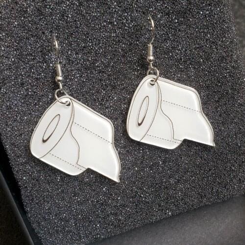 New Trendy Female Toilet Roll Paper Dangle Earrings Acrylic Paper Towel Earrings For Women Casual Fashion Jewelry E20043