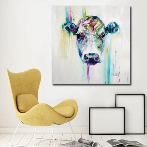 NZ market hotsale Handpaint Cow Canvas Painting Poster Print Decor Wall Art Pictures Prints For Living Room Bedroom no frame