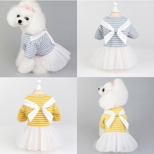 Pet dog clothes white bow tie gauze skirt bichon teddy pet clothes