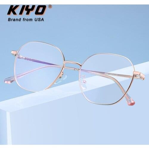 KIYO Brand 2020 New Women Men Fashion Anti Blue Light Optical Frame Metal Eyeglasses Frames Round Spectacles Glasses 9649