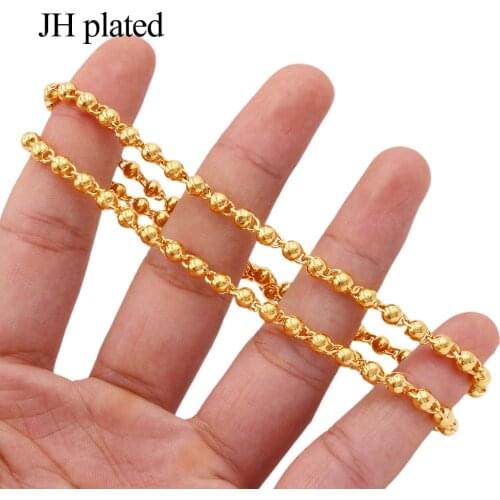 African for women new Necklace Chain Gold Colour Fashion jewelry gifts link chain chains French 50cm necklaces for Gift wedding