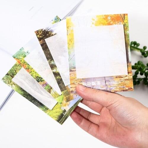 Pastoral Scenery Series Kawaii Memo Pad Sticky Notes Removable Self-Stick Cute To Do List Sticky Notes Stationery for School