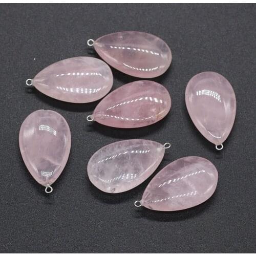 Natural Crystal Stone Pendants Waterdrop Shape Polished Rose Quartzs Stone Charms for Jewelry Making Necklace Bracelet Gift