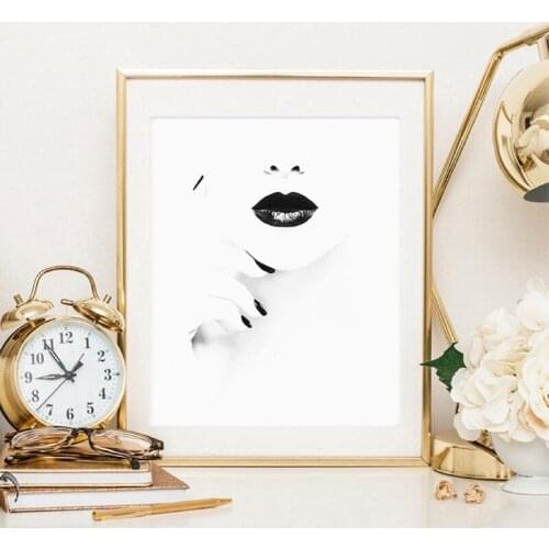 Lips Prints Black Lipstick Poster Fashion Wall Art Decor Lips and Nails Beauty Wall Pictures Scandinavian Style Pop Decoration