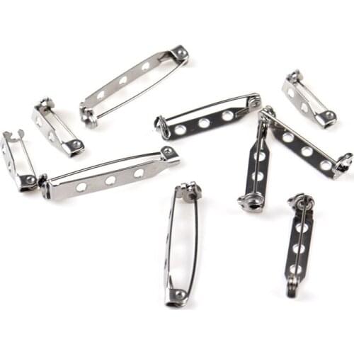 20pcs/lot Stainless Steel 14 17 20 25 32mm Blank Safe Lock Brooch Pin Base For DIY Jewelry Making Clothing Findings Wholesale