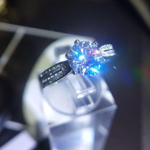 Luxurious 1.0ct 6.5MM AAAAA Cubic Zirconia Silver Engagement Wedding Ring For Bride Bijoux
