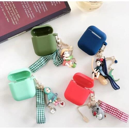 3D Silicone Earphone Case For AirPods 2 Case Cute Cartoon Character Cover For Apple Air pods Headphone Case FingerRing Strap