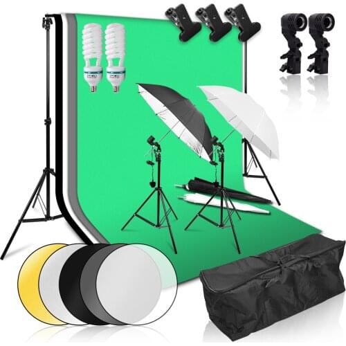 Photo Studio 6.5x10ft/2.6x3m Background Stand Backdrop Support System Photography Umbrella Continuous Lighting 5 in 1 Reflector