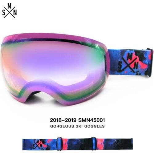 SMN Light Purple Tablets Ski Goggles Double Anti-fog Myopia Adult Men And Women Large Spherical Snowboarding Goggles With Box