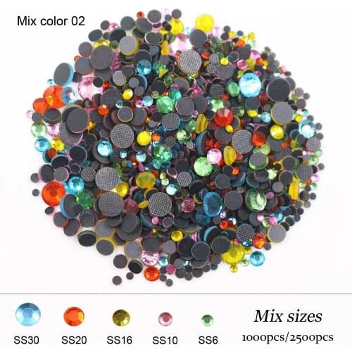 Hot Multi-Color SS6-SS30 Crystal Glass Glitter Rhinestone Flatback Hot fix Rhinestones For Nail Art Sewing & Fabric Decoration