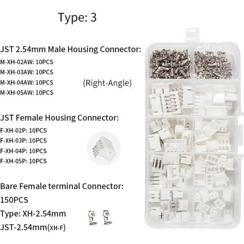 XH2.54 2p 3p 4p 5pin Right angle 2.54mm Pitch Terminal Kit / Housing / Pin Header JST CONN Wire Connectors Adaptor XH Kits TJC3
