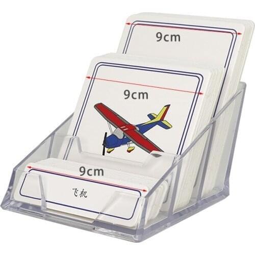 3-Sections Cards Case Storage Container Montessori Materials Acrylic Base Stand for Classroom Language Area Utensil