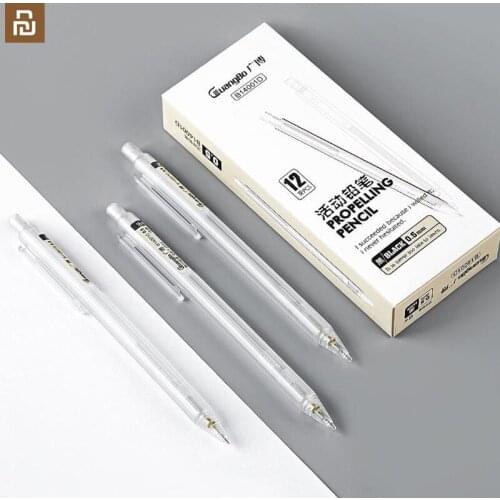 Youpin Gunagbo Simple Mechanical Pencil 12 Packs 0.5mm Refill Transparent Pen Holder Built-in Eraser