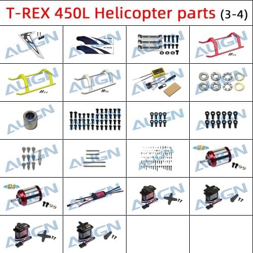 Align T-rex 450L parts Tail Blade Landing Skid MiniGRS Flybarless System Motor ESC Servo For 450 450L RC Helicopter