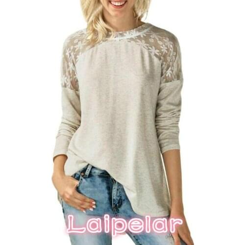 Spring Summer Women T Shirt Womens O Neck Lace Long Sleeve Bowknot Blusas T-shirts Tops Fast Shipping Laipelar