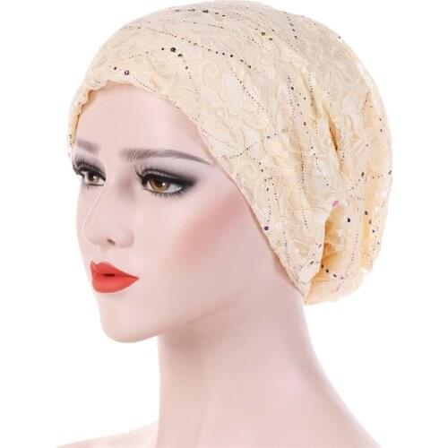 Women Beading Braid Hat Muslim Ruffle Dustproof Cap Solid Color Lightness Loose Thin Lace Breathable Toe Hat