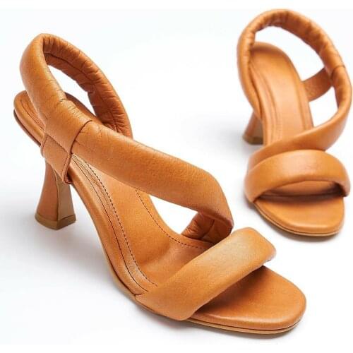 2021 New Season Genuine Leather Luxury Shoes for Women Heel Slip On Summer Slippers Platform High Heels Stripper Fashion Ladies