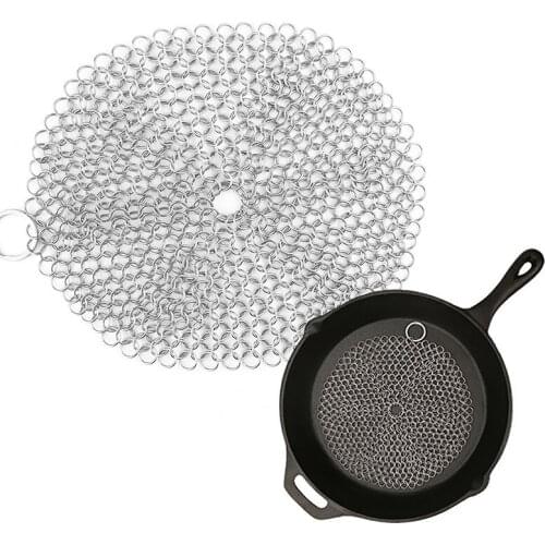 1* Stainless Steel Rust Proof Chainmail Scrubber Cast Iron Pan Cookware Cleaner