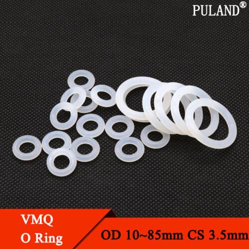 10pc White Silicone O Ring Gasket CS 3.5mm OD 12~ 85mm Food Grade silicone rings o-rings rubber ring gaskets